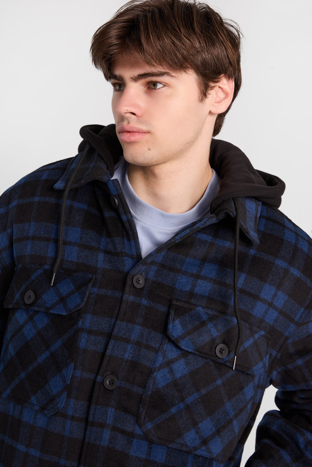 North Western Hooded Flannel Shacket North Western Hooded Flannel Shacket