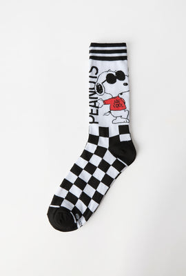 Peanuts Snoopy Checkered Printed Jacquard Crew Socks