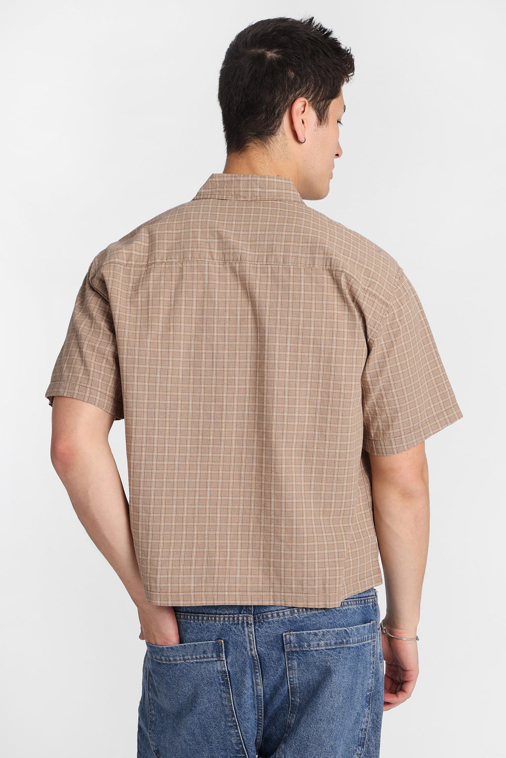 Chemise boutonnée courte à carreaux Chemise boutonnée courte à carreaux