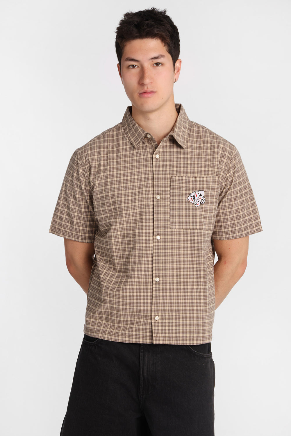 Chemise à carreaux cartes à jouer brodé Chemise à carreaux cartes à jouer brodé