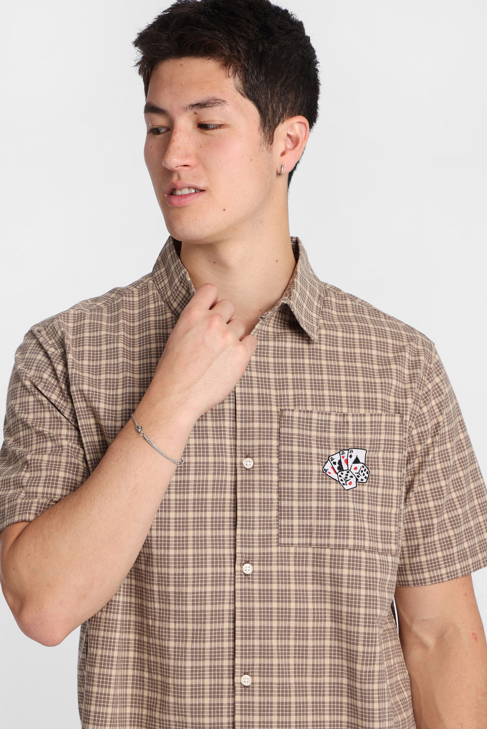 Chemise à carreaux cartes à jouer brodé Chemise à carreaux cartes à jouer brodé