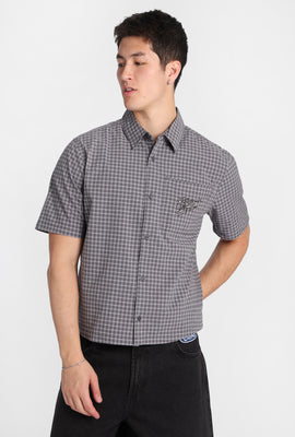 Chemise à carreaux brodé crâne