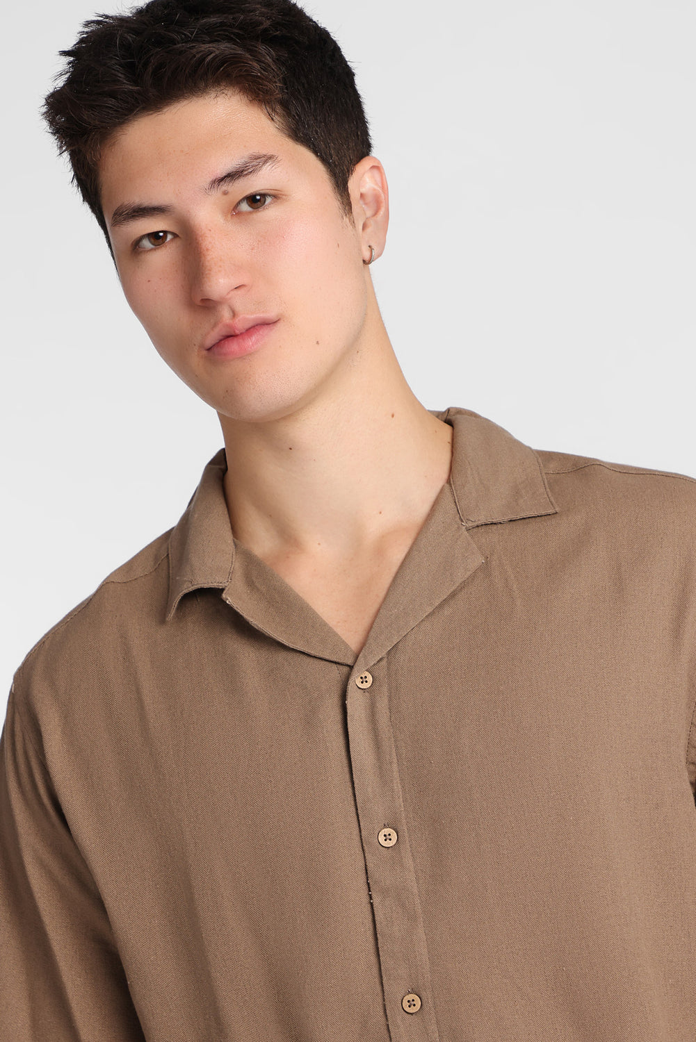Linen-Blend Short Sleeve Button-Up Shirt Linen-Blend Short Sleeve Button-Up Shirt