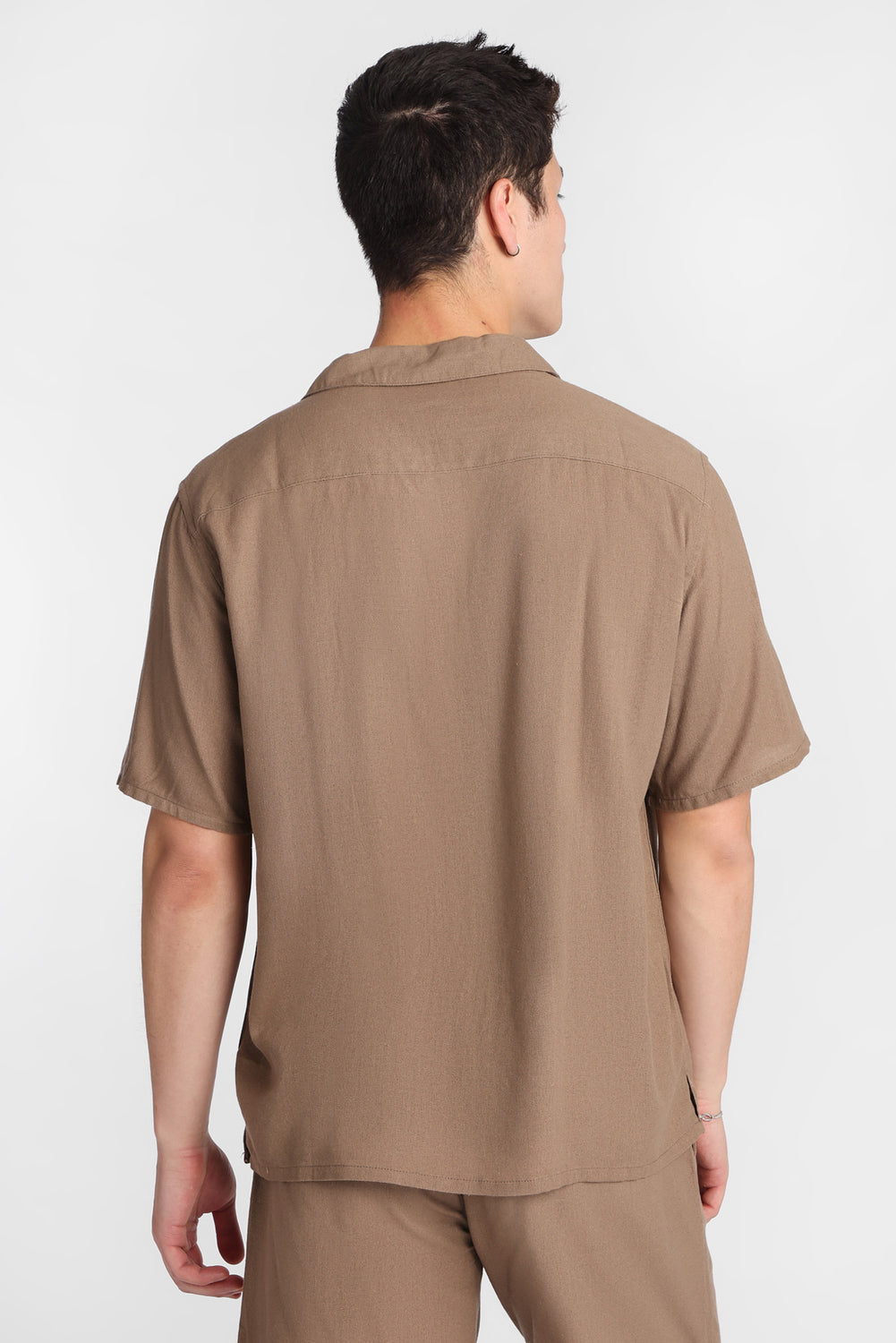 Linen-Blend Short Sleeve Button-Up Shirt Linen-Blend Short Sleeve Button-Up Shirt