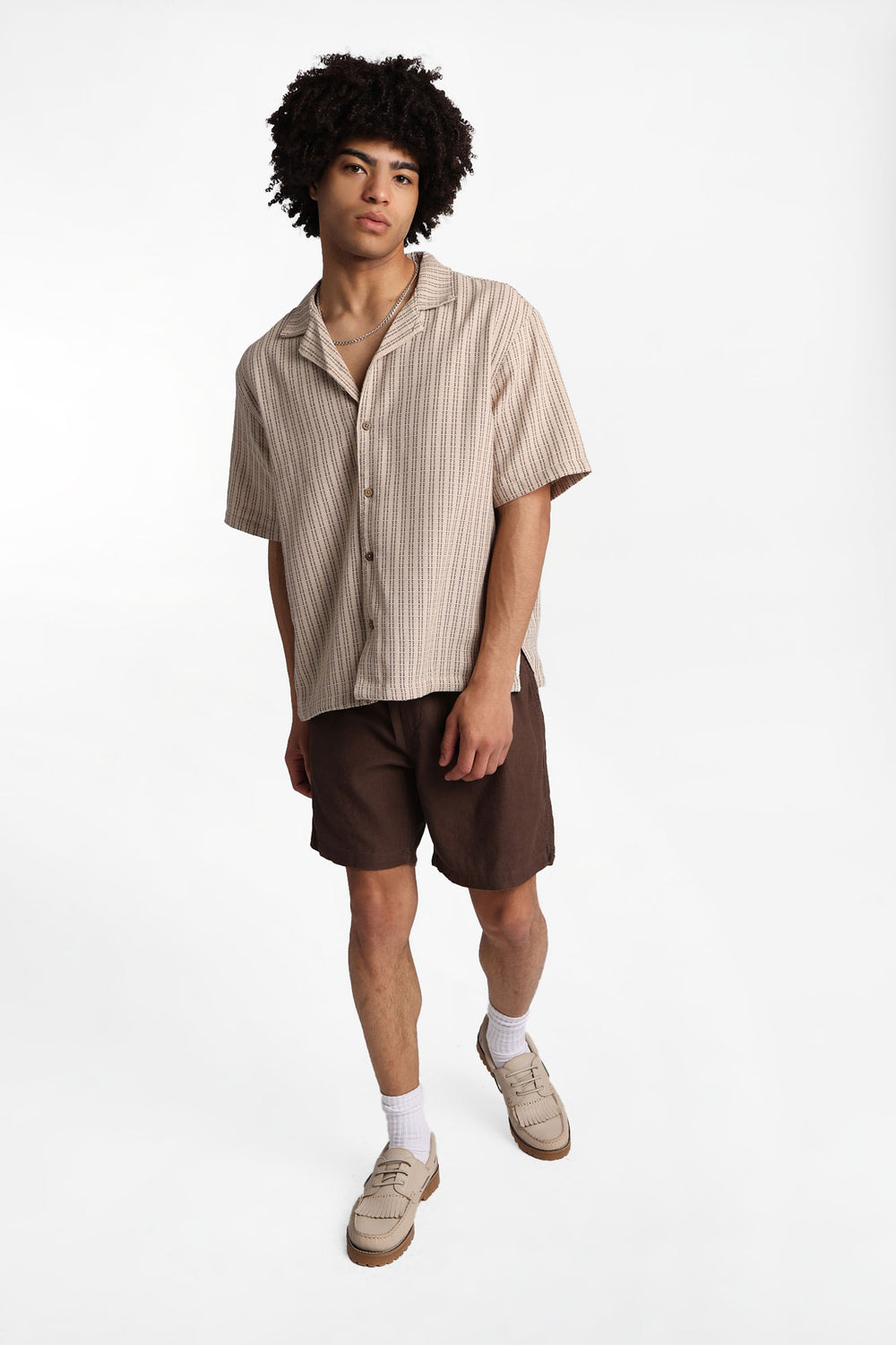 Short texturé en mélange de lin Short texturé en mélange de lin