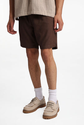 Short texturé en mélange de lin