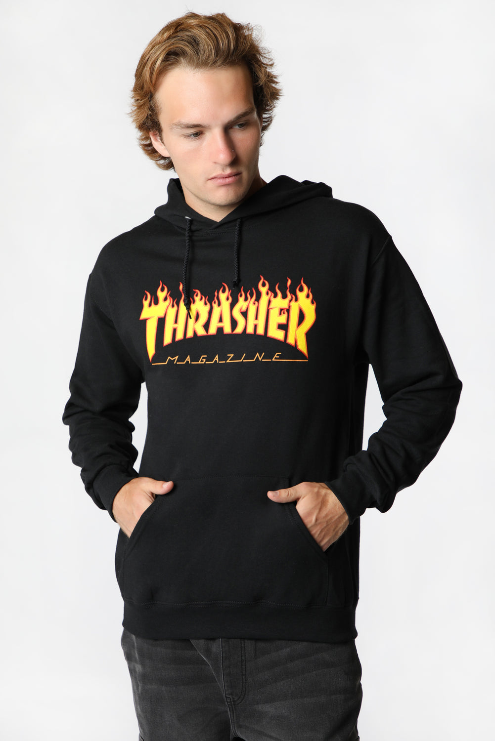Thrasher Black Flame Logo Hoodie Black