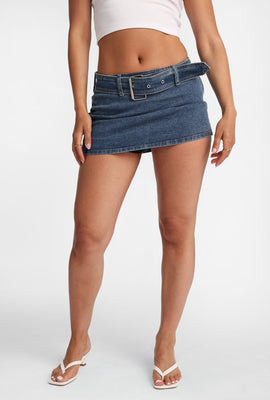 Jupe-short courte en denim à ceinture