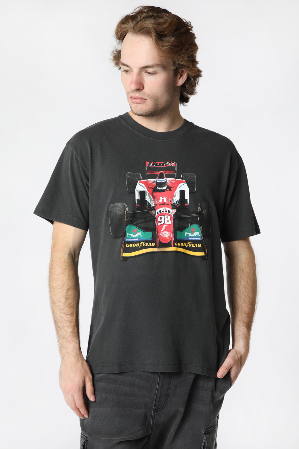 T-Shirt Imprimé Huf x Goodyear F1 Noir