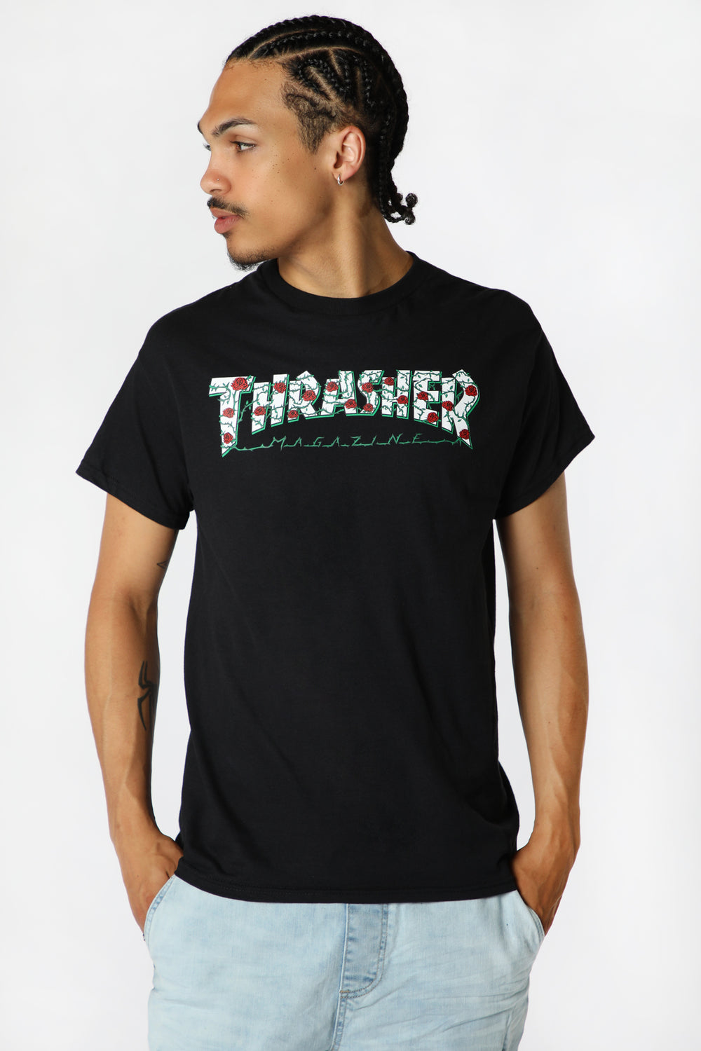 Thrasher Roses Logo T-Shirt Black