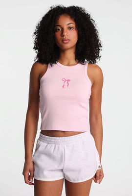 Débardeur à col montant nœud perlé