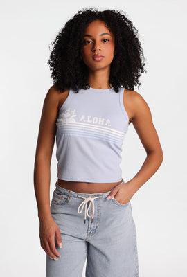 Débardeur à col montant imprimé Aloha