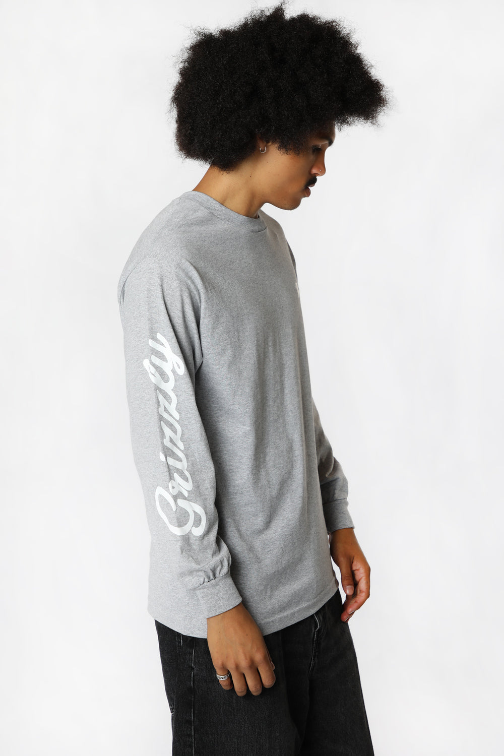 Grizzly Mini Bear Script Long Sleeve Top Heather Grey