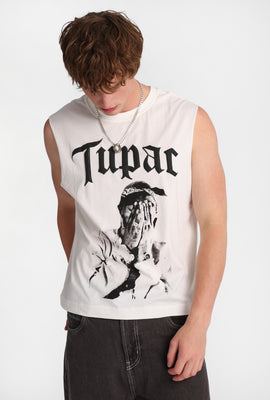 Tupac Puff Print Graphic Oversized Tank Top