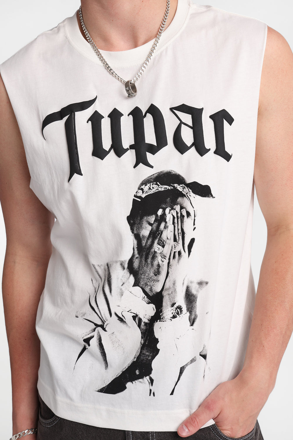 Tupac Puff Print Graphic Oversized Tank Top Tupac Puff Print Graphic Oversized Tank Top