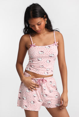 Ensemble camisole et short pyjama imprimé léopard Hello Kitty