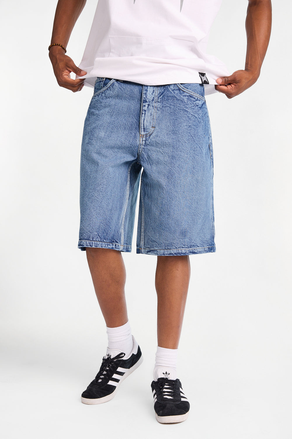 Short en jean à patch brodé Tapout Short en jean à patch brodé Tapout