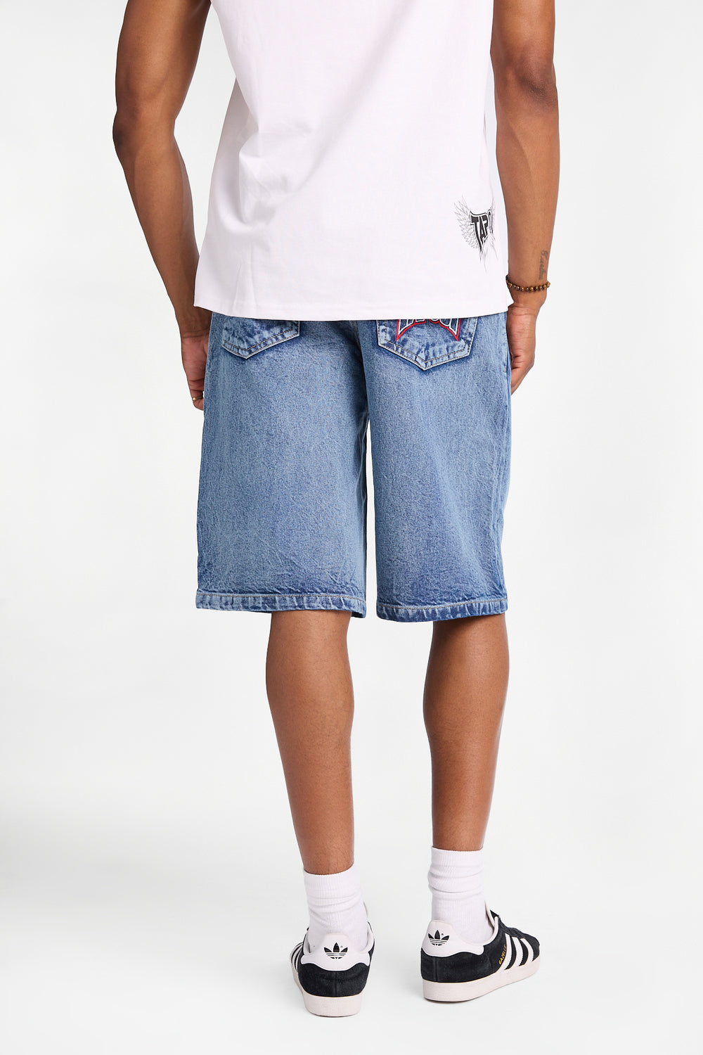Short en jean à patch brodé Tapout Short en jean à patch brodé Tapout