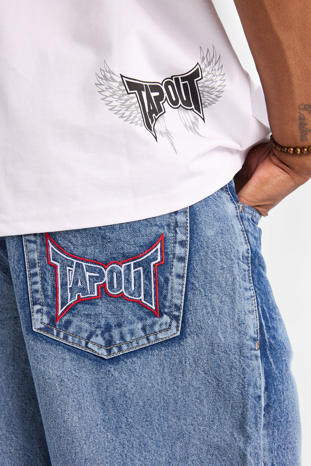 Short en jean à patch brodé Tapout Short en jean à patch brodé Tapout