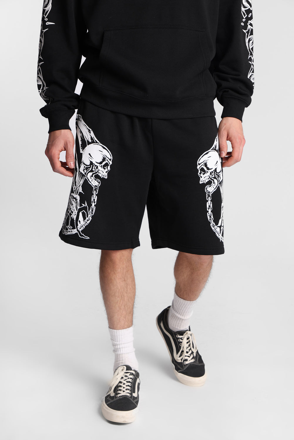 Arsenic Skull Print Fleece Shorts Arsenic Skull Print Fleece Shorts