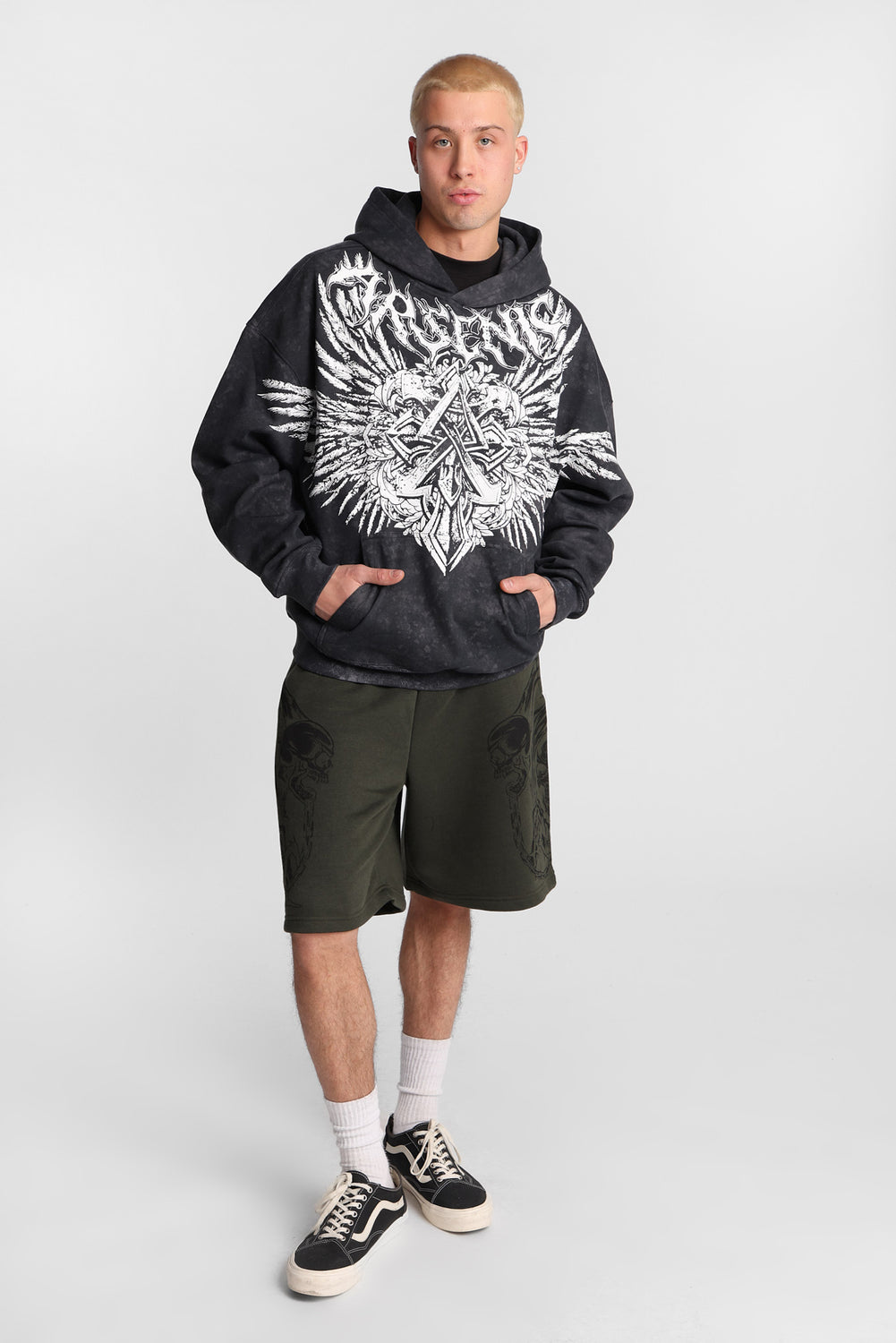 Arsenic Skull Print Fleece Shorts Arsenic Skull Print Fleece Shorts