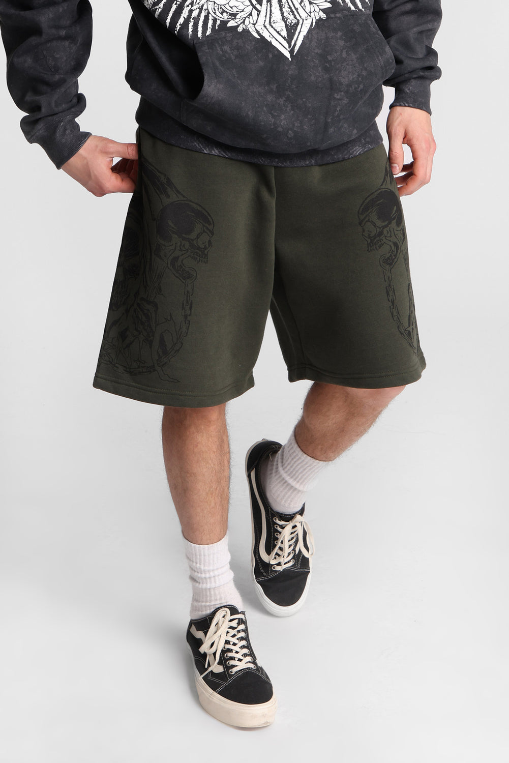 Arsenic Skull Print Fleece Shorts Arsenic Skull Print Fleece Shorts