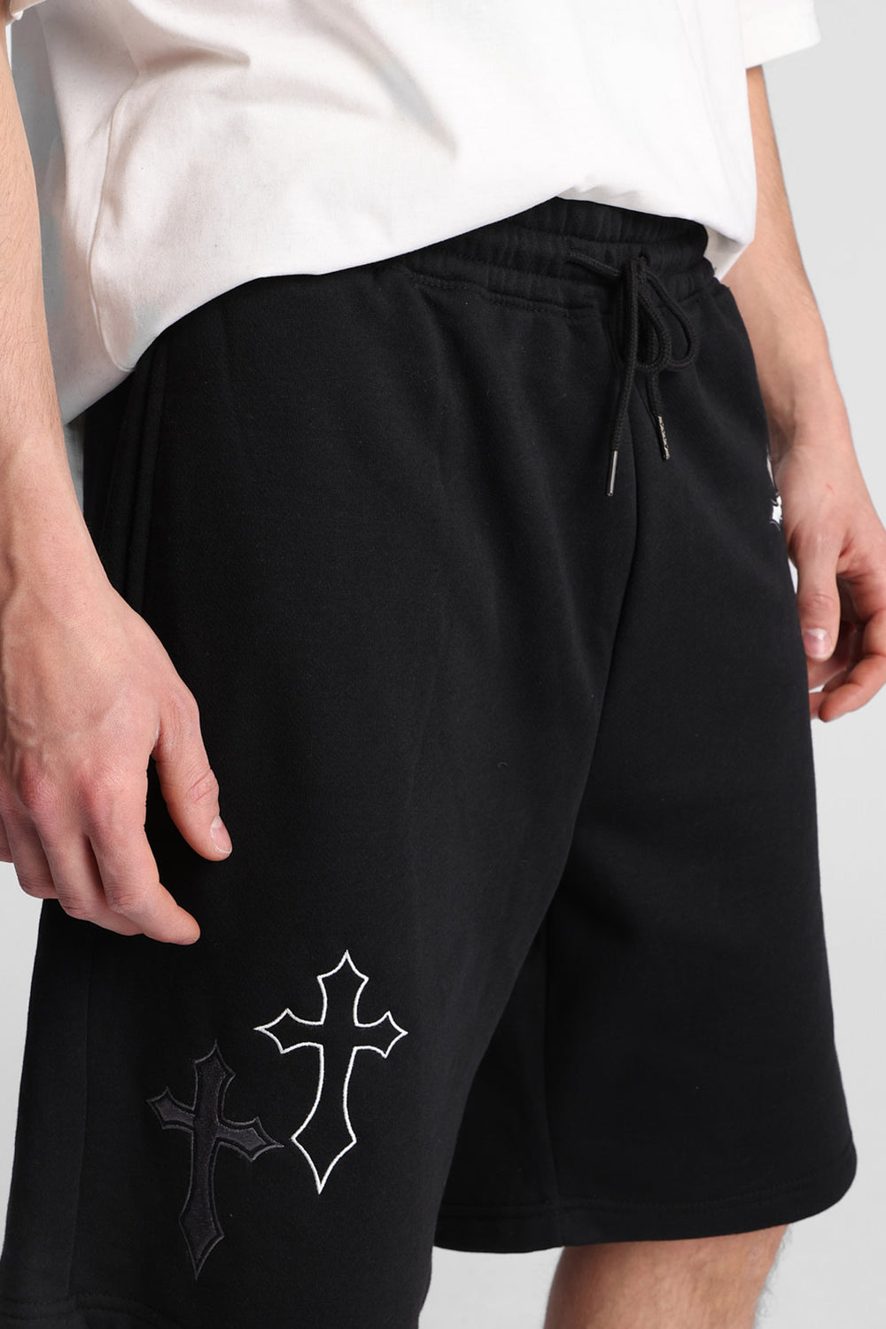 Arsenic Embroidered Cross Fleece Shorts Arsenic Embroidered Cross Fleece Shorts