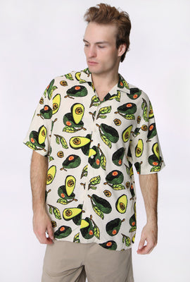 Arsenic Mens Printed Rayon Button-Up