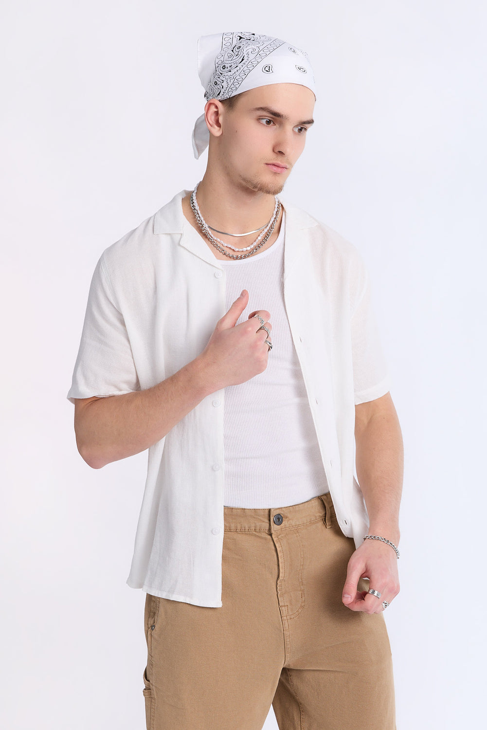 Arsenic Mens Gauze Button-Up Arsenic Mens Gauze Button-Up