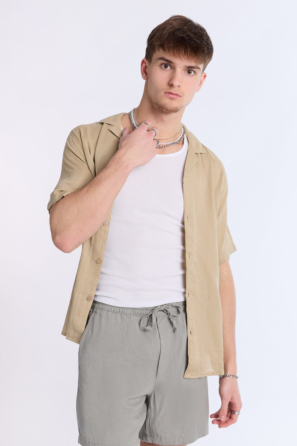 Arsenic Mens Gauze Button-Up Arsenic Mens Gauze Button-Up