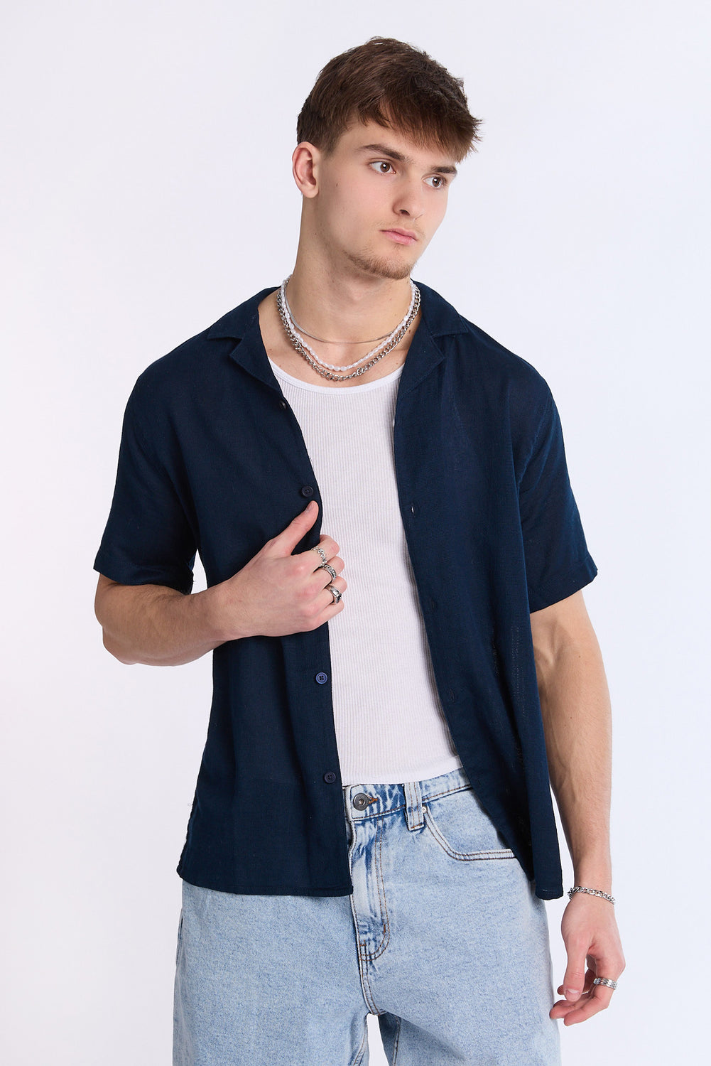 Arsenic Mens Gauze Button-Up Arsenic Mens Gauze Button-Up
