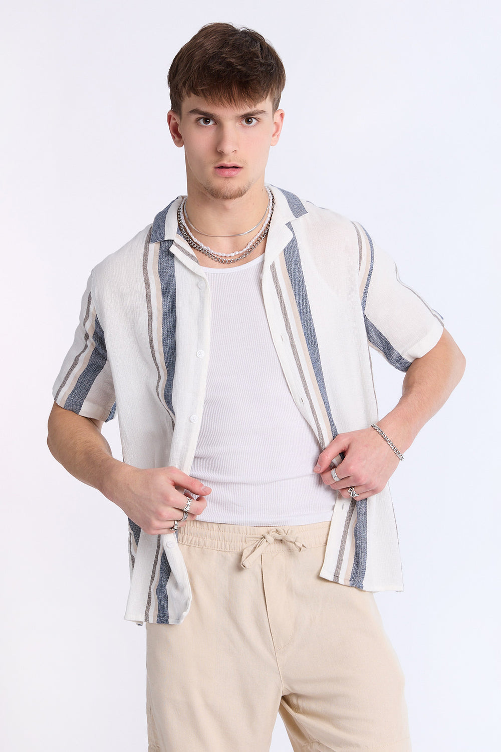 Chemise en gaze rayée Arsenic homme Chemise en gaze rayée Arsenic homme