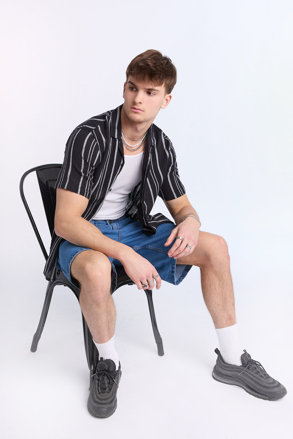 Arsenic Mens Multi Stripe Gauze Button-Up Arsenic Mens Multi Stripe Gauze Button-Up