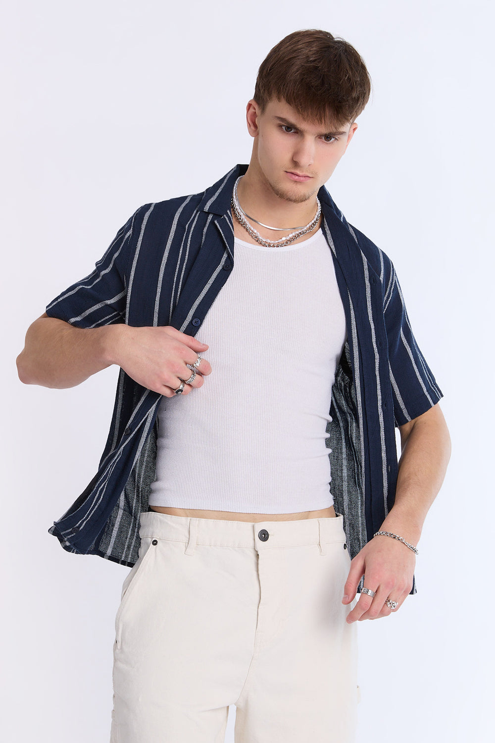 Chemise en gaze à rayures Arsenic homme Chemise en gaze à rayures Arsenic homme