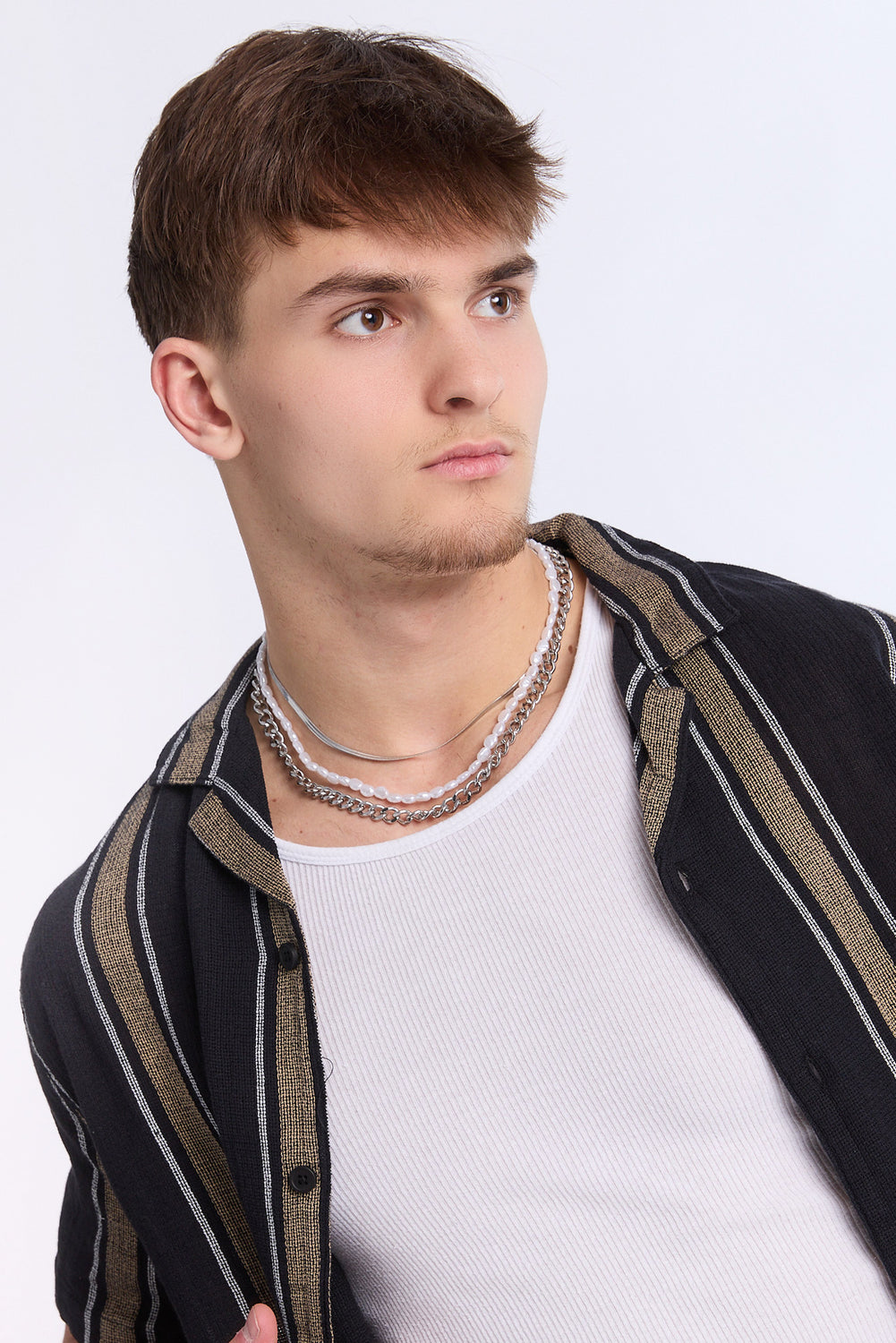 Arsenic Mens Vertical Stripe Gauze Button-Up Arsenic Mens Vertical Stripe Gauze Button-Up