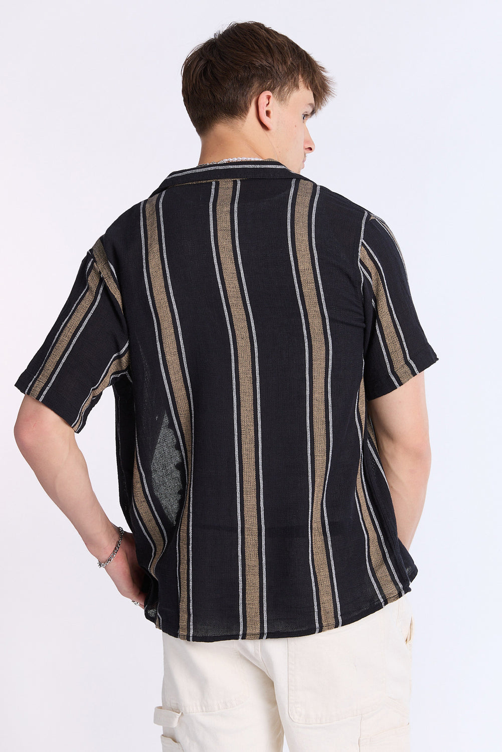 Chemise en gaze à rayures verticales Arsenic homme Chemise en gaze à rayures verticales Arsenic homme