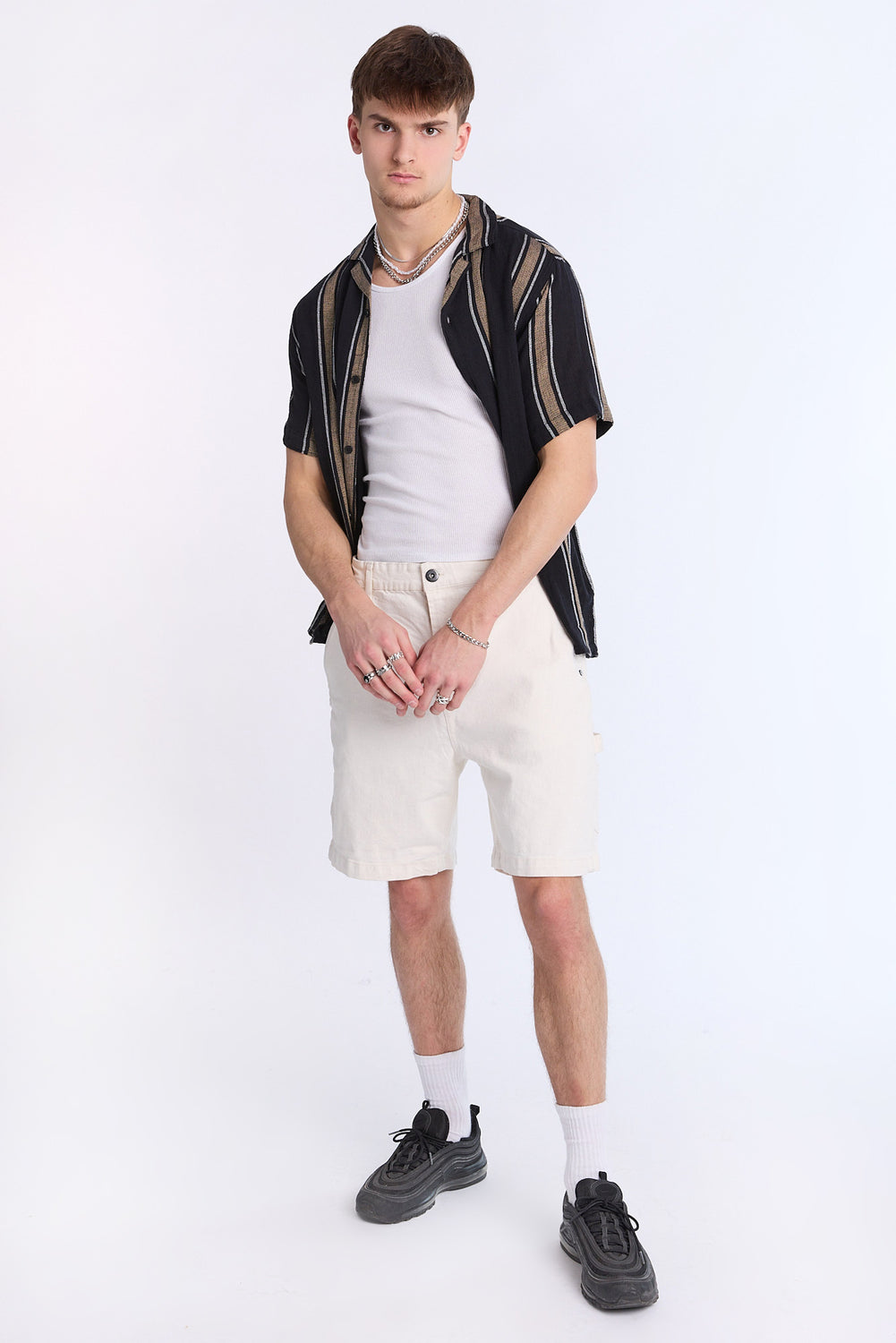 Chemise en gaze à rayures verticales Arsenic homme Chemise en gaze à rayures verticales Arsenic homme