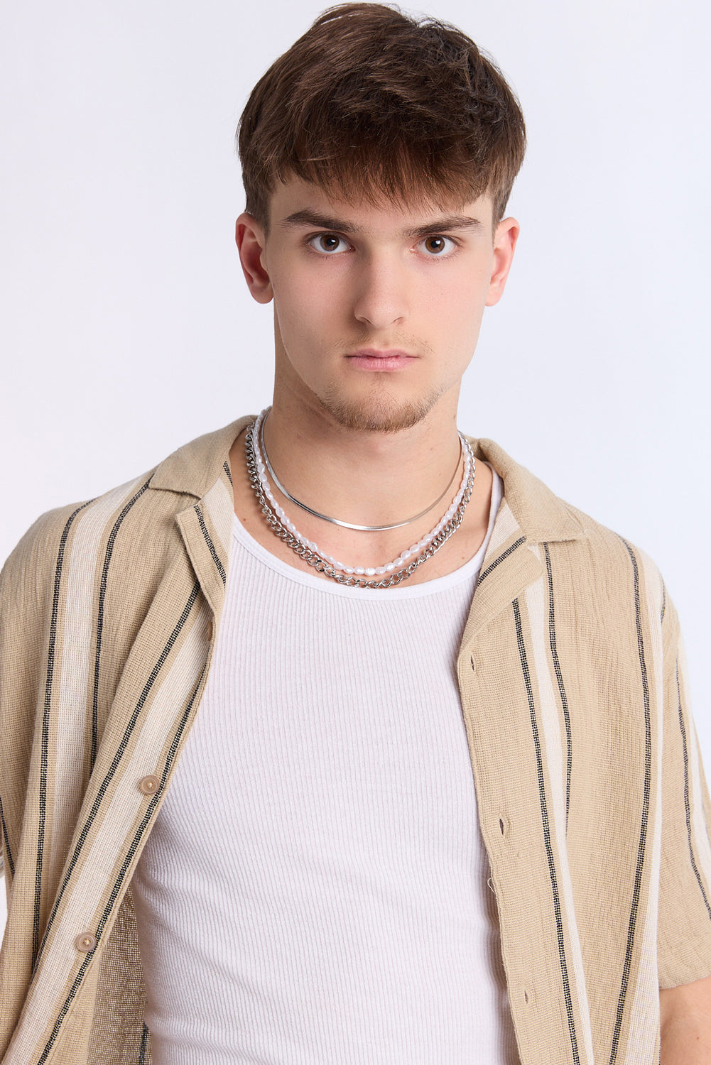 Chemise en gaze à rayures verticales Arsenic homme Chemise en gaze à rayures verticales Arsenic homme