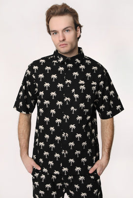 Arsenic Mens Palm Skull Printed Button-Up