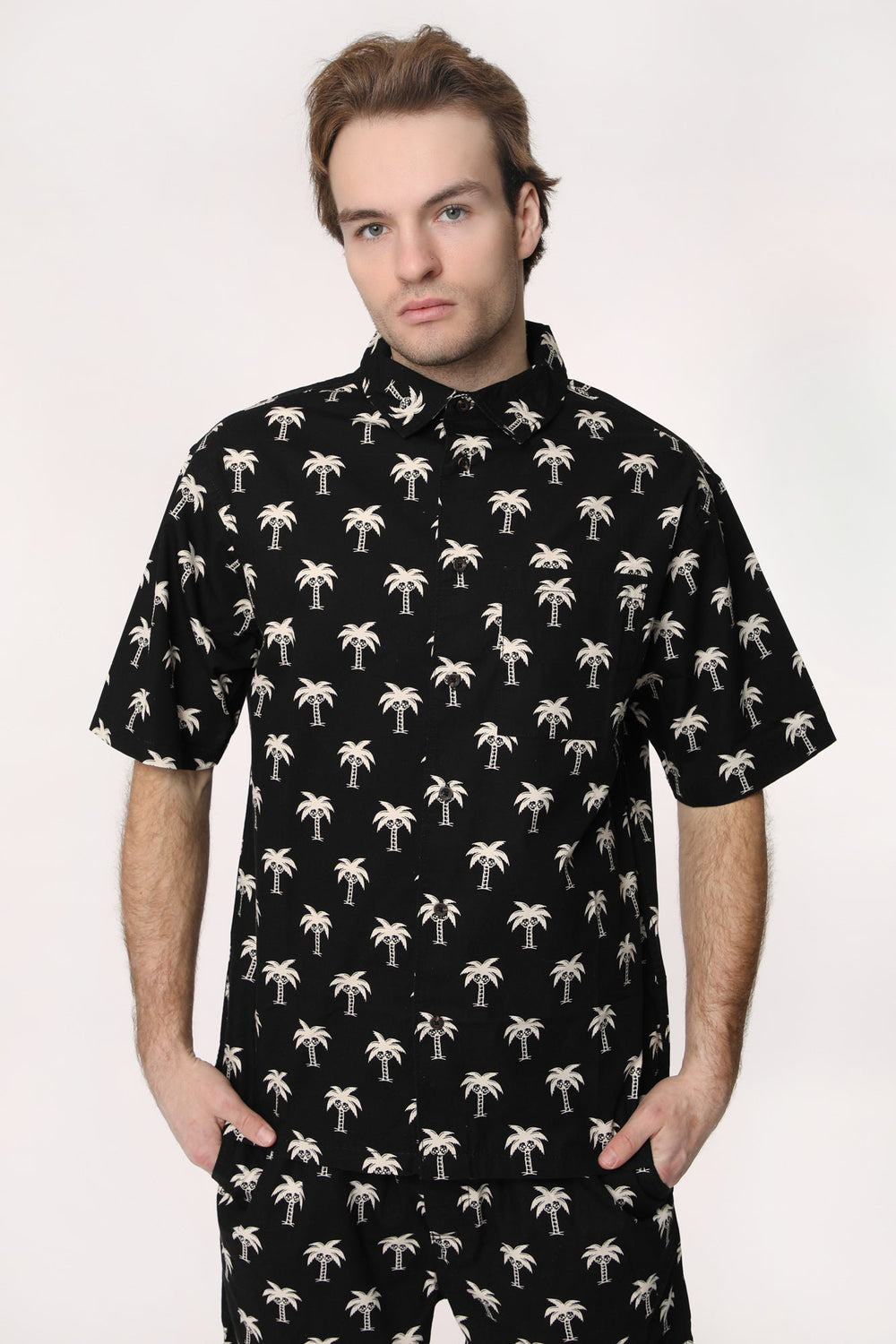 Arsenic Mens Palm Skull Printed Button-Up Arsenic Mens Palm Skull Printed Button-Up