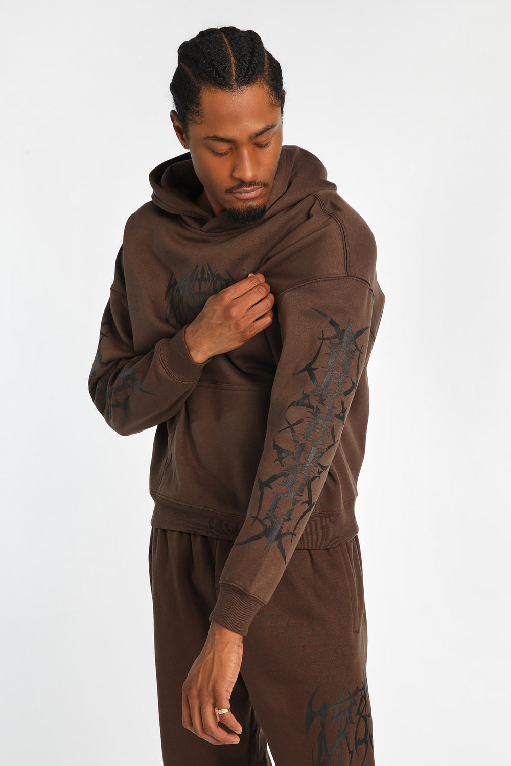 Haut à capuchon imprimé gothique Arsenic Haut à capuchon imprimé gothique Arsenic