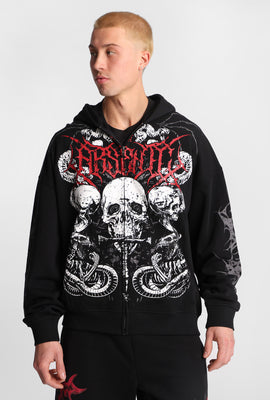 Arsenic Skull Graphic Zip-Up Hoodie