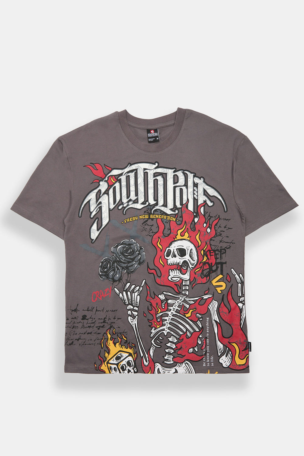 T-shirt imprimé squelette en flammes Southpole T-shirt imprimé squelette en flammes Southpole
