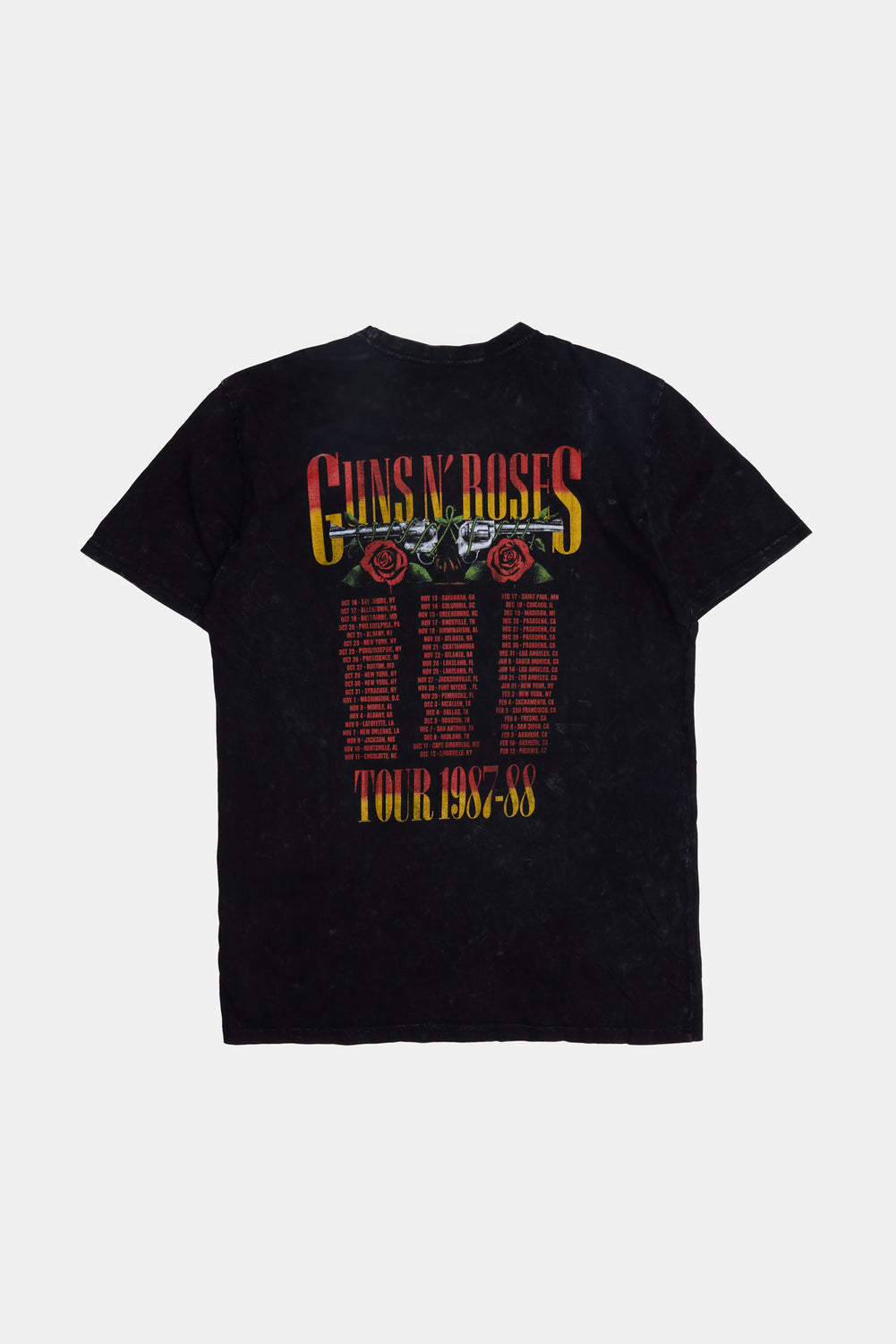 Mens Guns N' Roses World Tour Acid Wash T-Shirt Mens Guns N' Roses World Tour Acid Wash T-Shirt