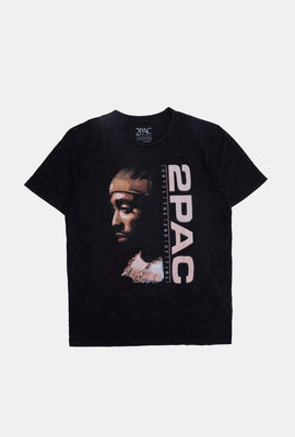 T-shirt délavé à l'acide imprimé 2Pac homme