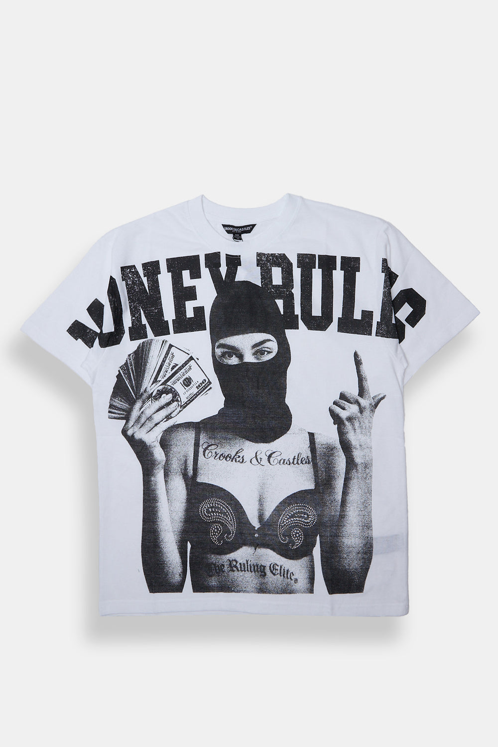 Mens Crooks & Castles Money Rules Vintage Tee Mens Crooks & Castles Money Rules Vintage Tee