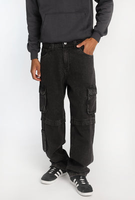 Jean cargo à jambe faux convertible