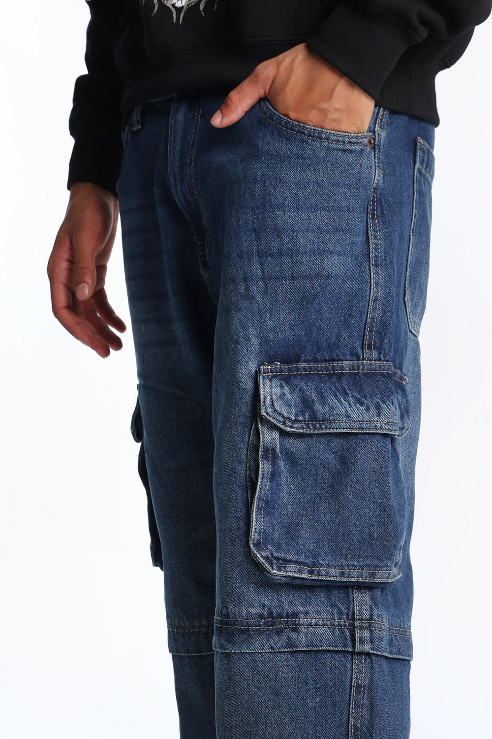 Jean cargo à jambe faux convertible Jean cargo à jambe faux convertible