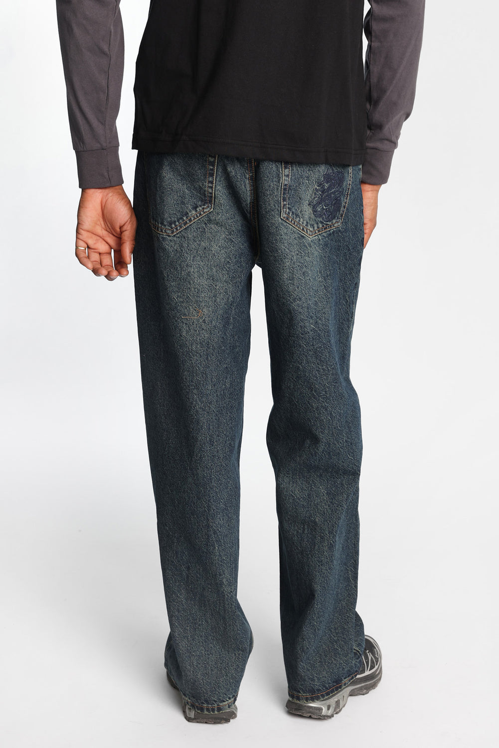 Embroidered Dark Stonewash Baggy Jeans Embroidered Dark Stonewash Baggy Jeans