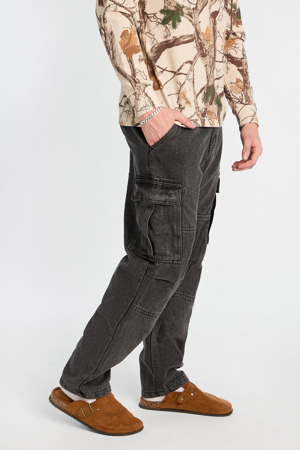 Jean cargo délavé noir Jean cargo délavé noir